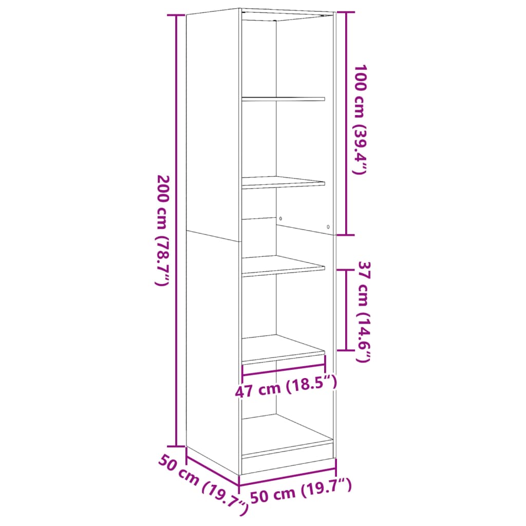 Garde-robe Blanc 50x50x200 cm Bois d'ingénierie Armoires vidaXL   