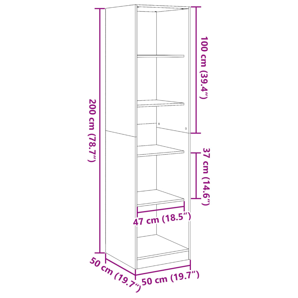 Garde-robe Noir 50 x 50 x 200 cm Bois d'ingénierie Armoires vidaXL   