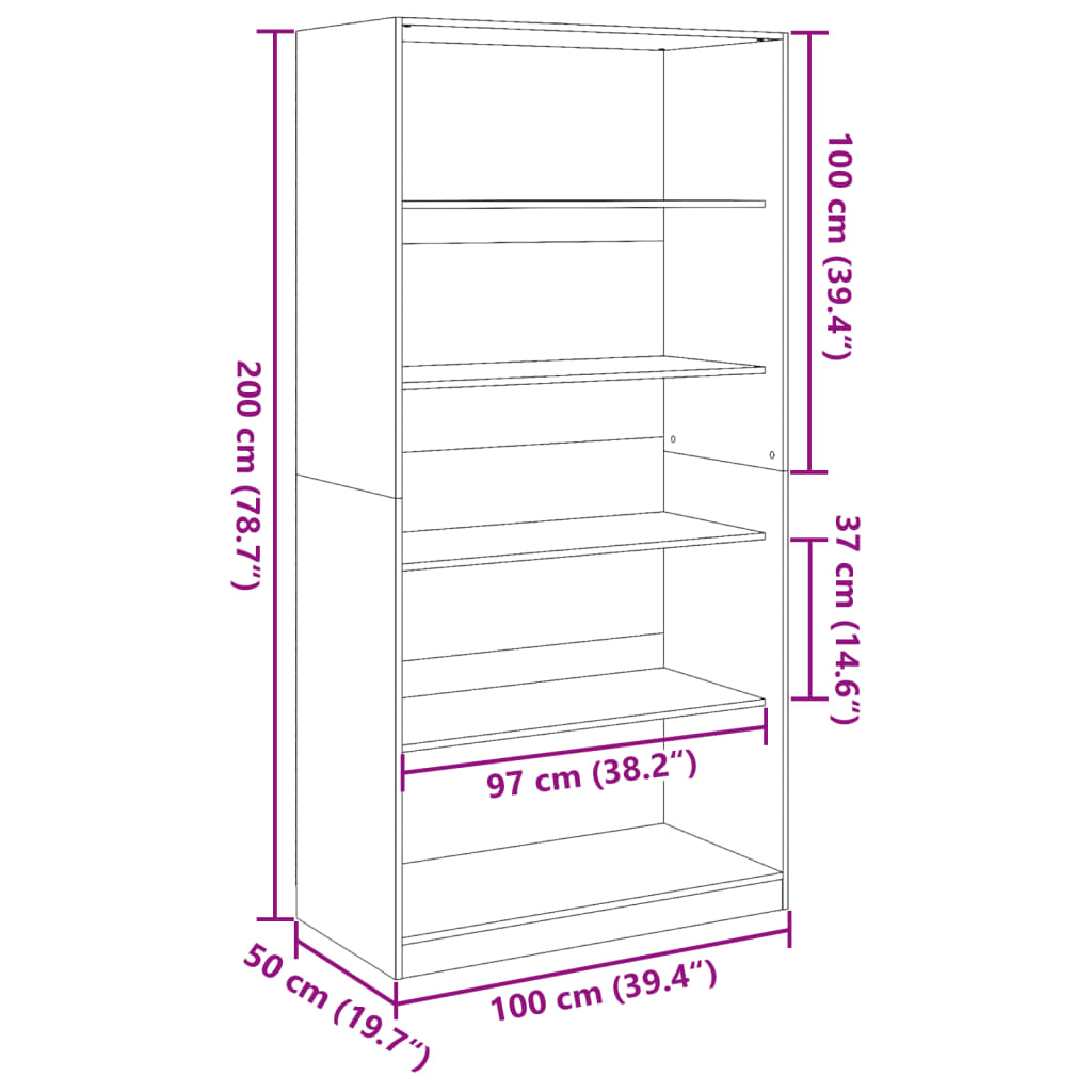 Garde-robe Blanc 100x50x200 cm Bois d'ingénierie Armoires vidaXL   