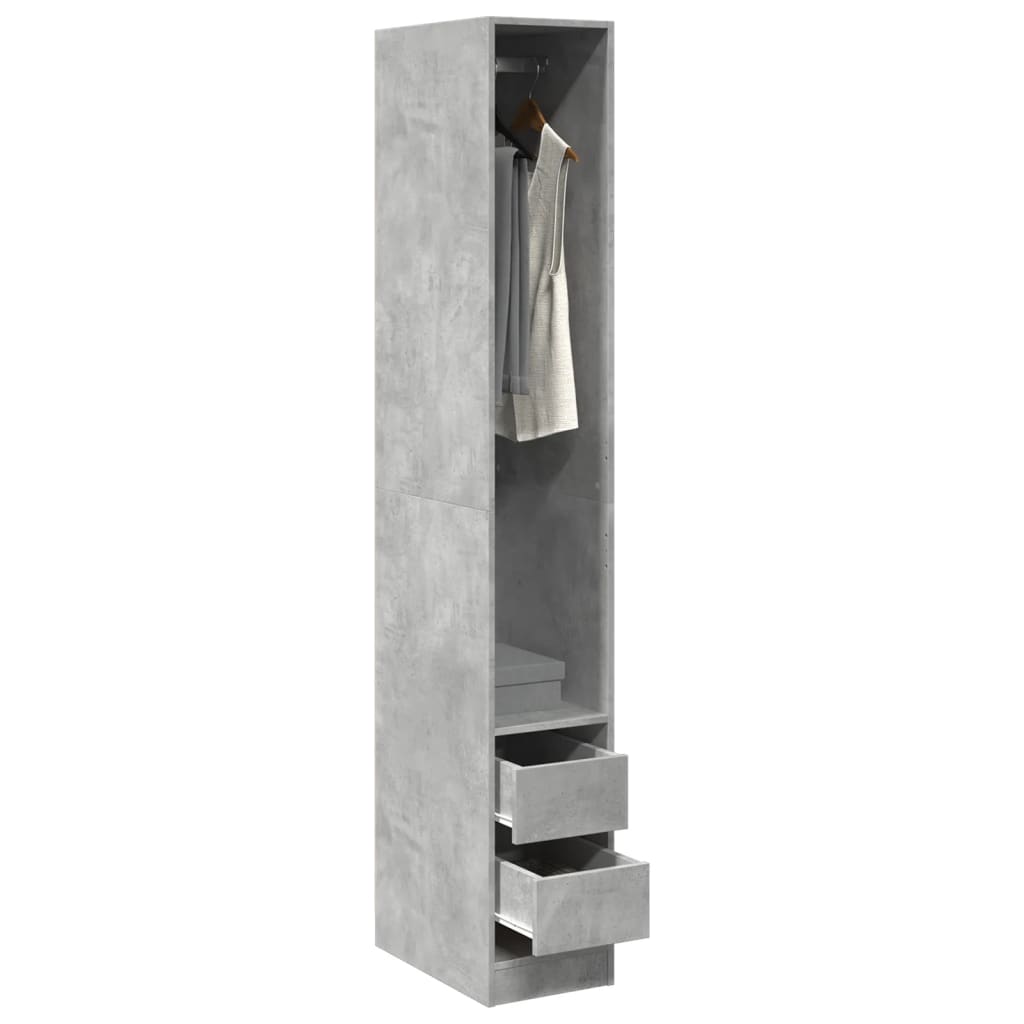 Garde-robe gris béton 30x50x200 cm bois d'ingénierie Armoires vidaXL   