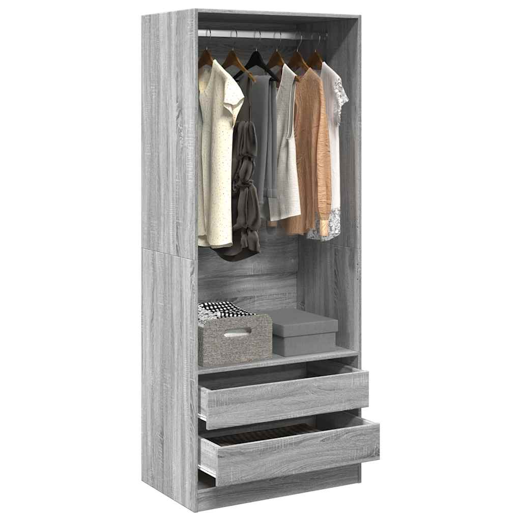 Garde-robe sonoma gris 80x50x200 cm bois d'ingénierie Armoires vidaXL