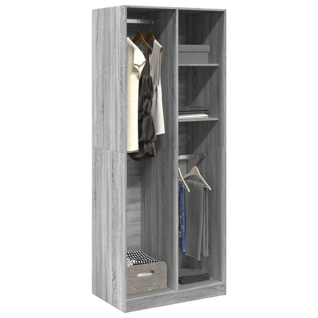 Garde-robe sonoma gris 80x50x200 cm bois d'ingénierie Armoires vidaXL   