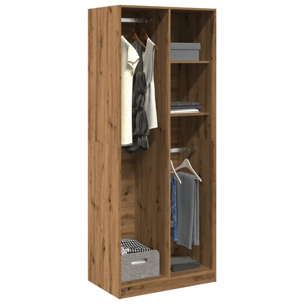 Garde-robe chêne artisanal 80x50x200 cm bois d'ingénierie Armoires vidaXL   