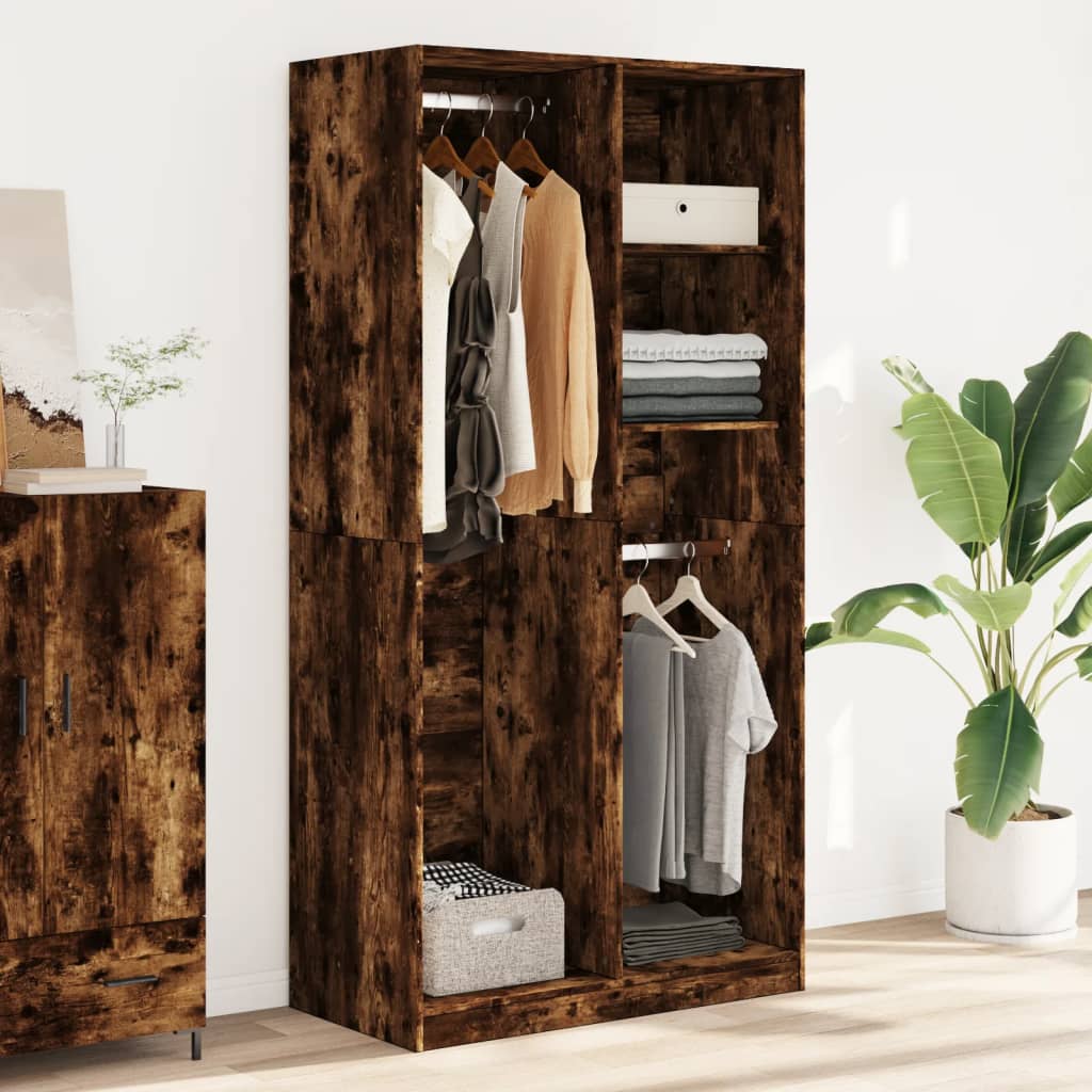 Garde-robe chêne fumé 100x50x200 cm bois d'ingénierie Armoires vidaXL   