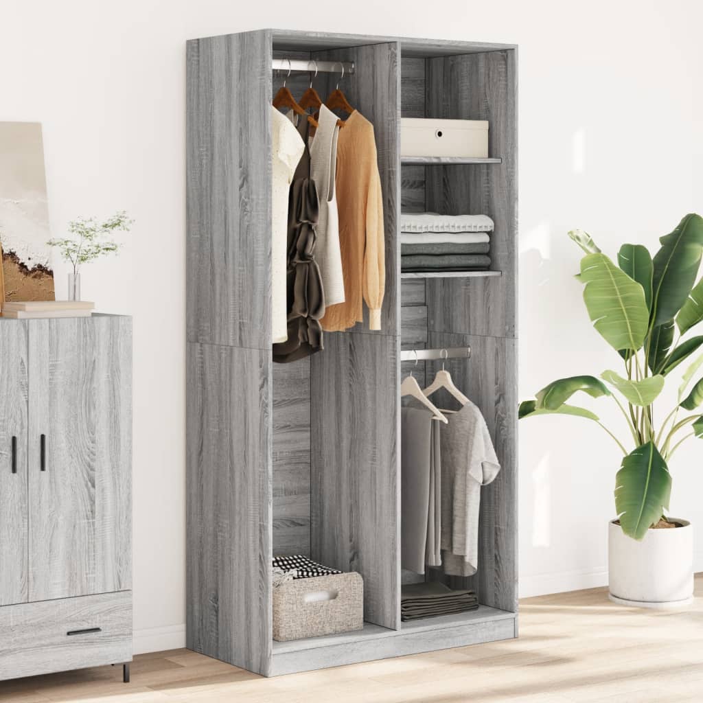 Garde-robe sonoma gris 100x50x200 cm bois d'ingénierie Armoires vidaXL   