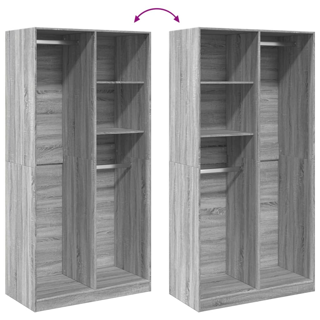 Garde-robe sonoma gris 100x50x200 cm bois d'ingénierie Armoires vidaXL   