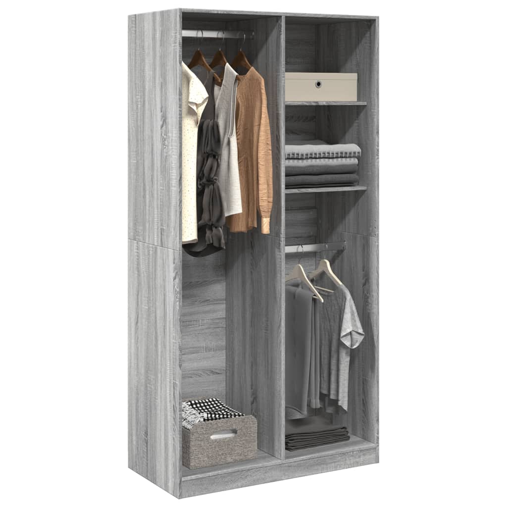 Garde-robe sonoma gris 100x50x200 cm bois d'ingénierie Armoires vidaXL   