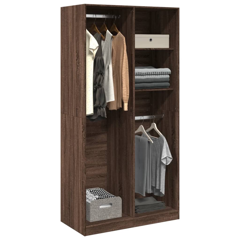 Garde-robe chêne marron 100x50x200 cm bois d'ingénierie Armoires vidaXL   