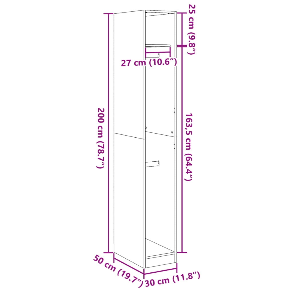 Garde-robe Blanc 30x50x200 cm Bois d'ingénierie Armoires vidaXL   