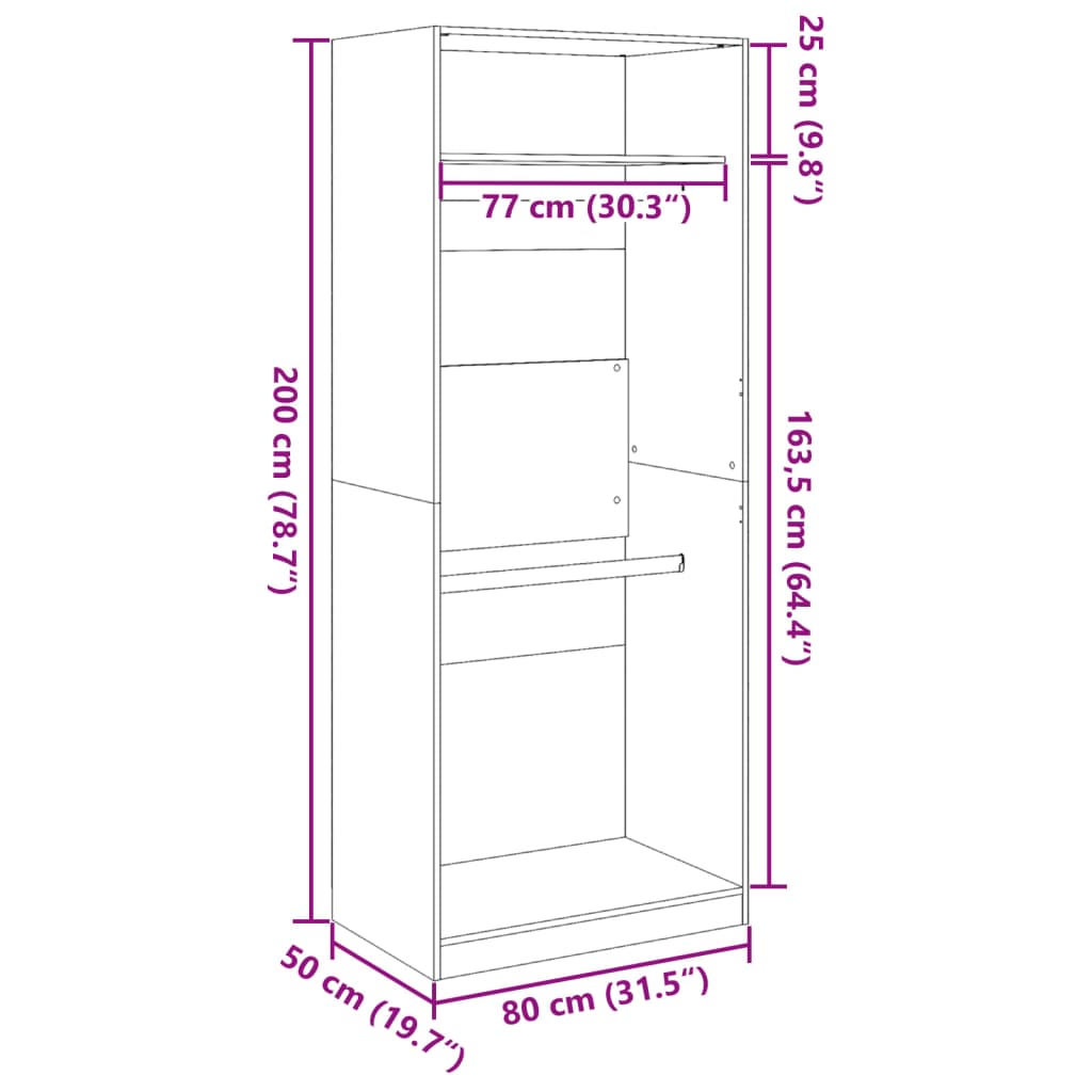 Garde-robe blanc 80x50x200 cm bois d'ingénierie Armoires vidaXL   