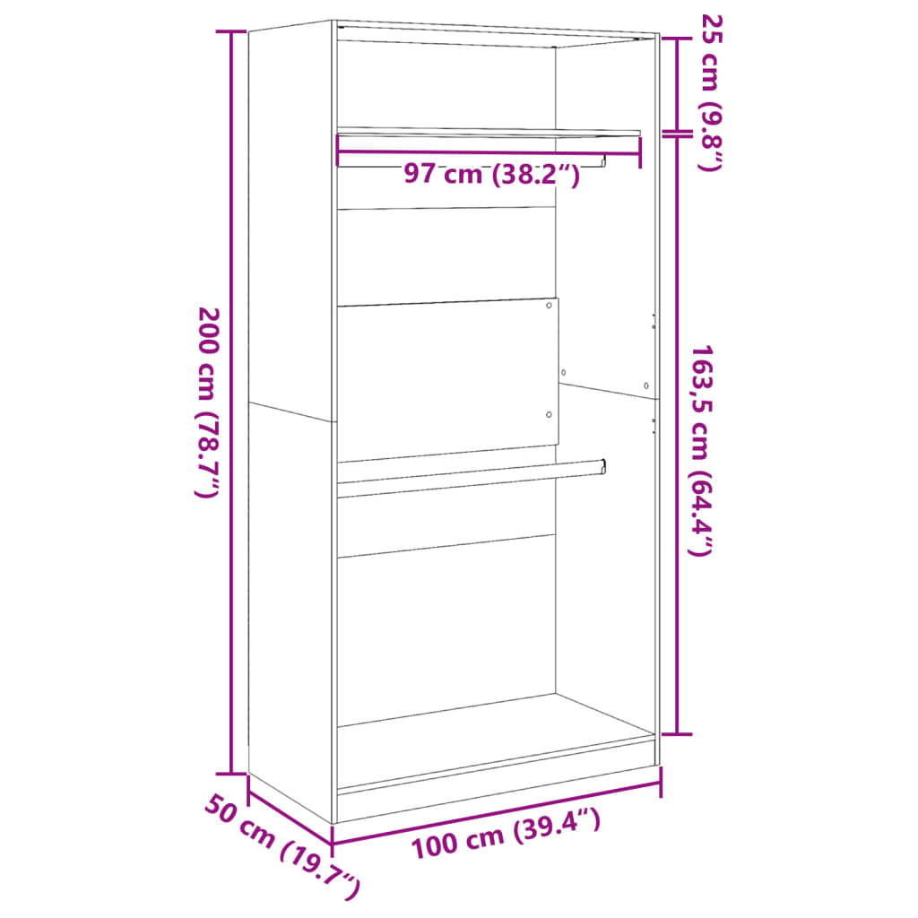 Garde-robe Blanc 100x50x200 cm Bois d'ingénierie Armoires vidaXL   