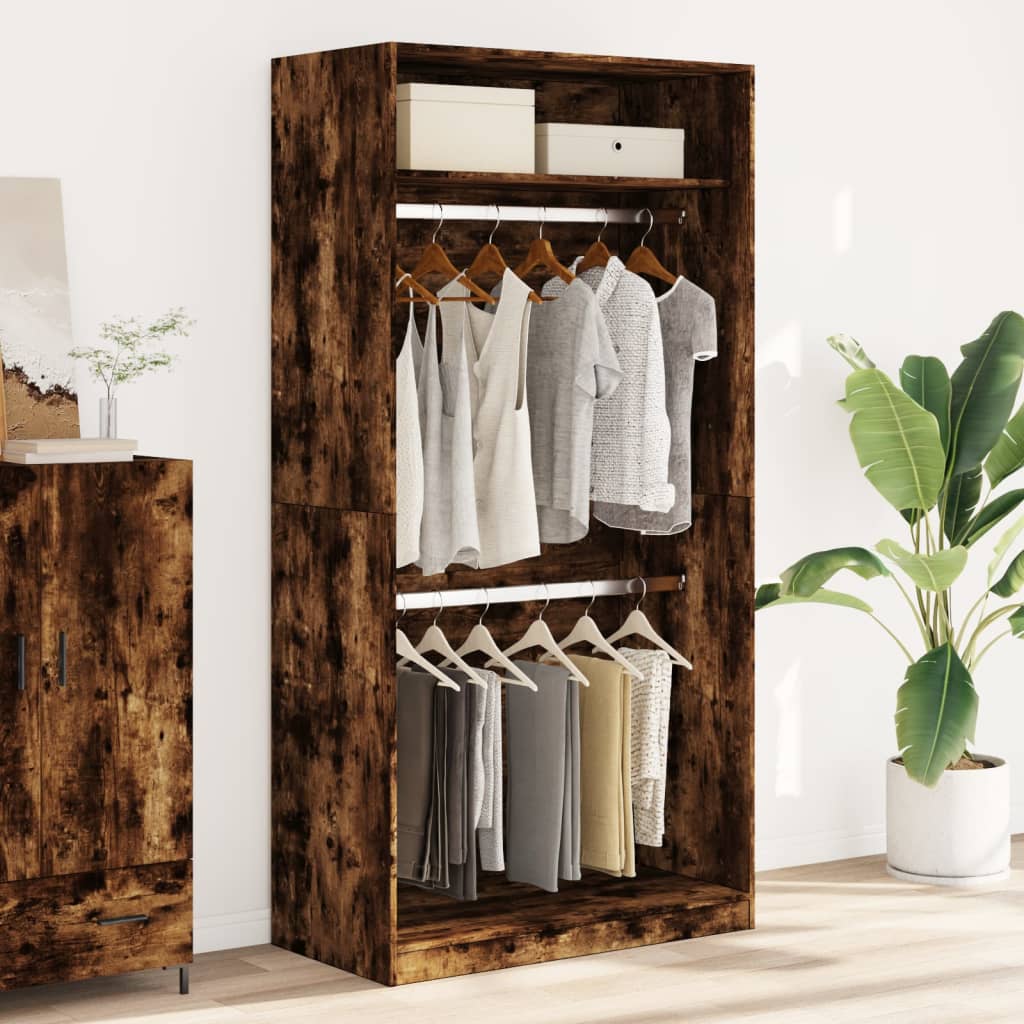 Garde-robe chêne fumé 100x50x200 cm bois d'ingénierie Armoires vidaXL   