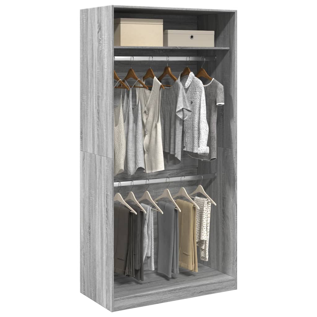 Garde-robe sonoma gris 100x50x200 cm bois d'ingénierie Armoires vidaXL   