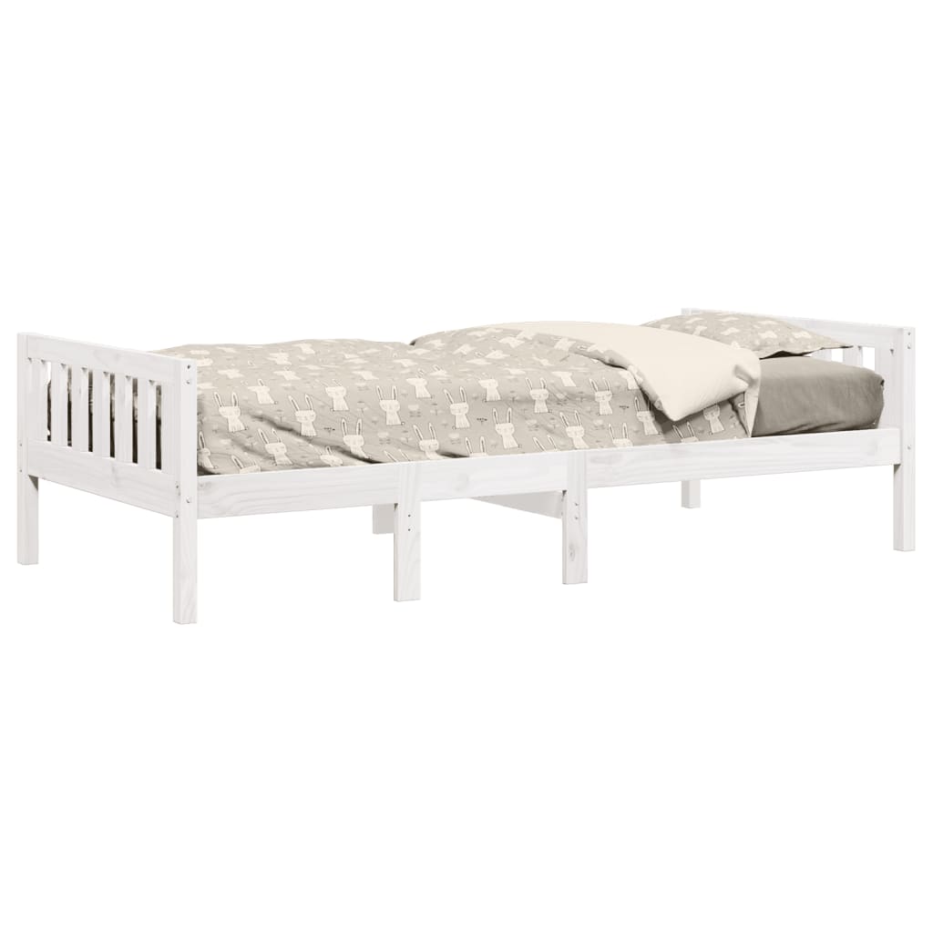 Lit pour enfants sans matelas blanc 75x190cm bois de pin massif Lits & cadres de lit vidaXL   