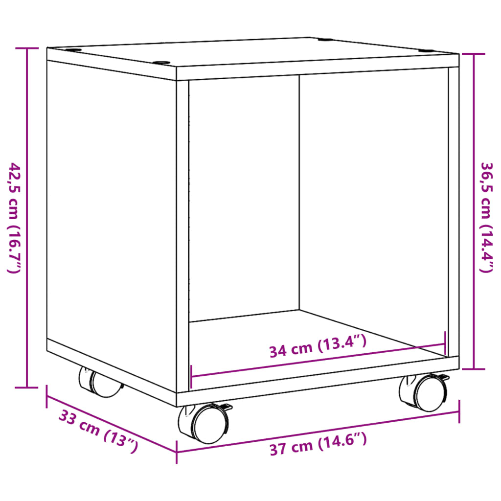 Armoire à roulettes blanc 37x33x42,5 cm bois d’ingénierie Tables d'appoint vidaXL   