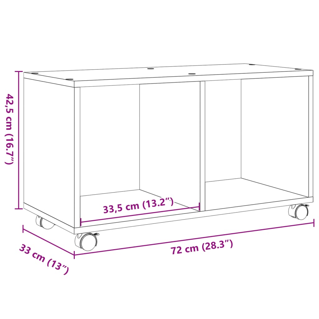 Armoire à roulettes blanc 72x33x42,5 cm bois d'ingénierie Tables d'appoint vidaXL   