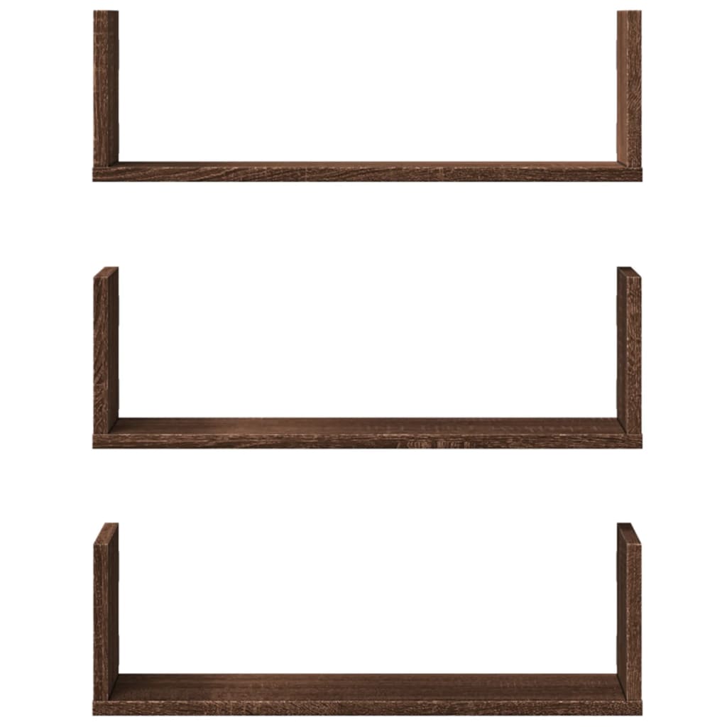 Étagères murales 3pcs chêne marron 58x18x18cm bois d'ingénierie Étagères murales & corniches vidaXL   