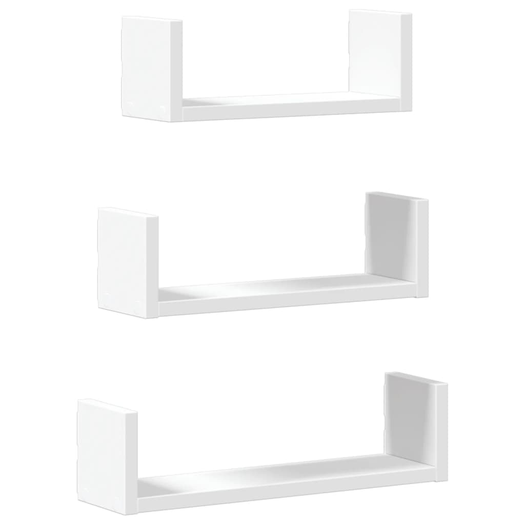 Étagères murales 3 pcs blanc bois d'ingénierie Étagères murales & corniches vidaXL   