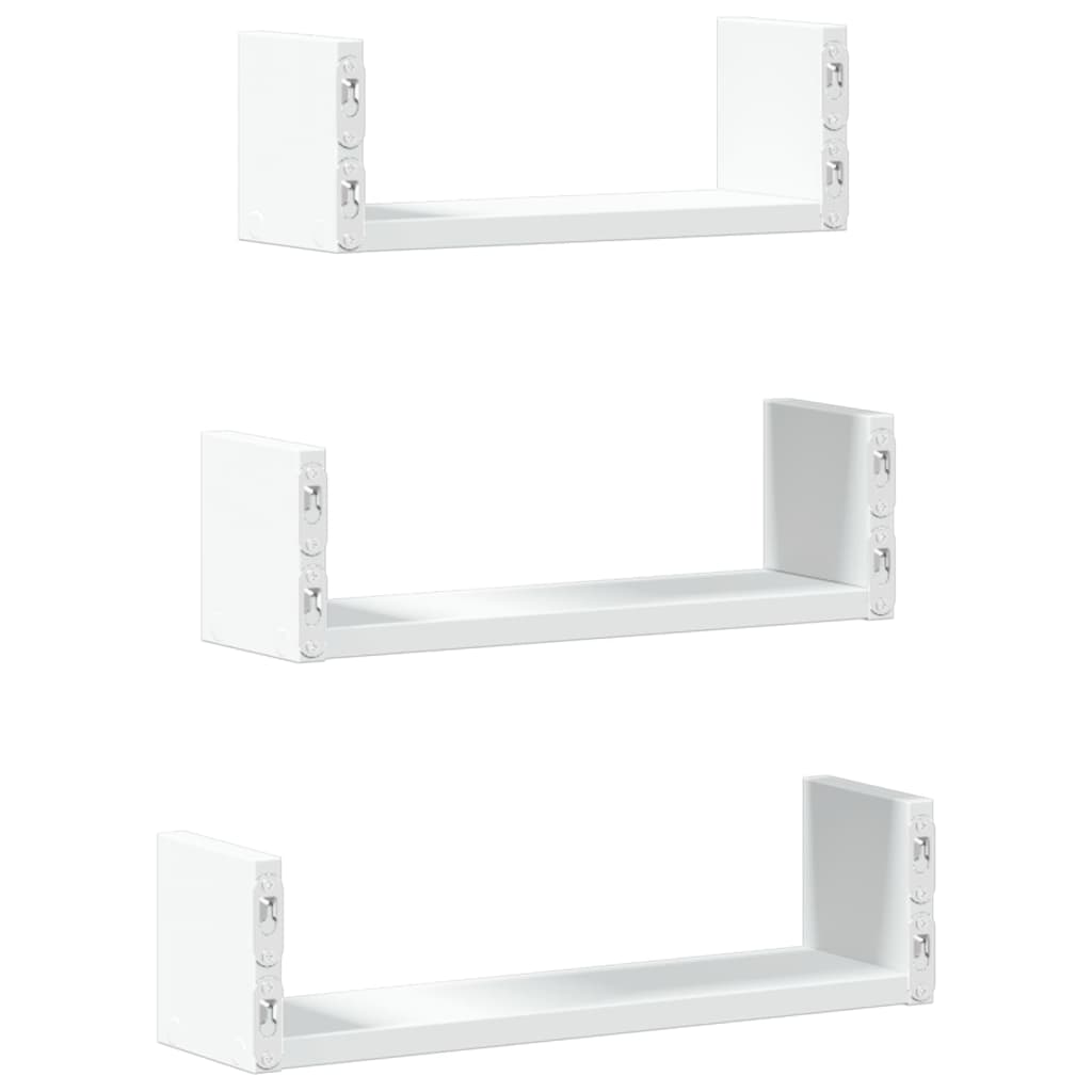 Étagères murales 3 pcs blanc bois d'ingénierie Étagères murales & corniches vidaXL   