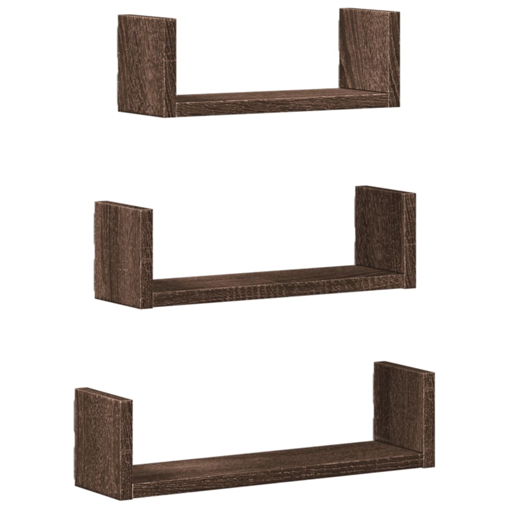 Étagères murales 3 pcs chêne marron bois d'ingénierie Étagères murales & corniches vidaXL   