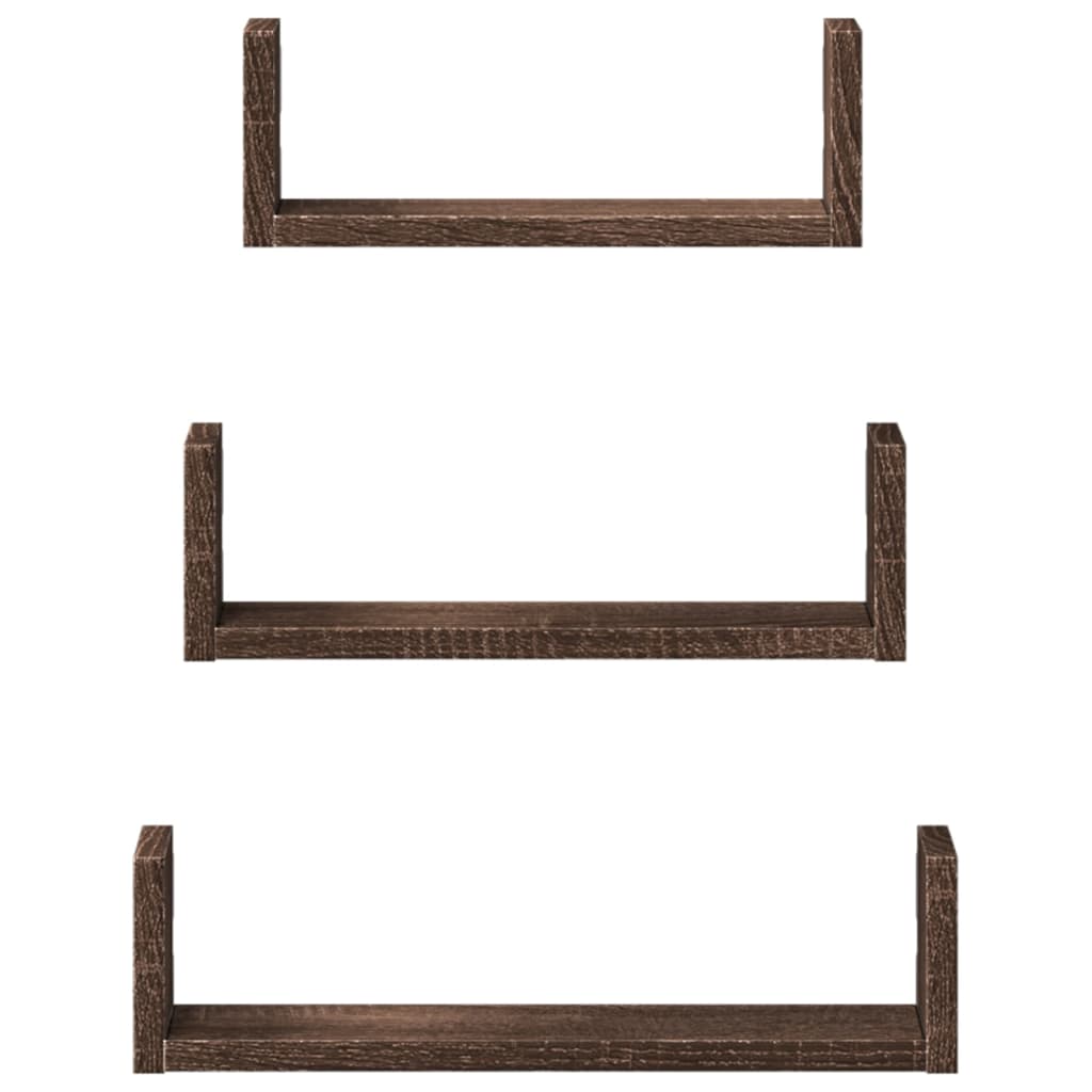 Étagères murales 3 pcs chêne marron bois d'ingénierie Étagères murales & corniches vidaXL   