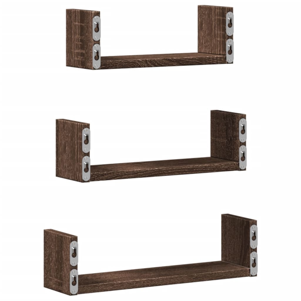 Étagères murales 3 pcs chêne marron bois d'ingénierie Étagères murales & corniches vidaXL   