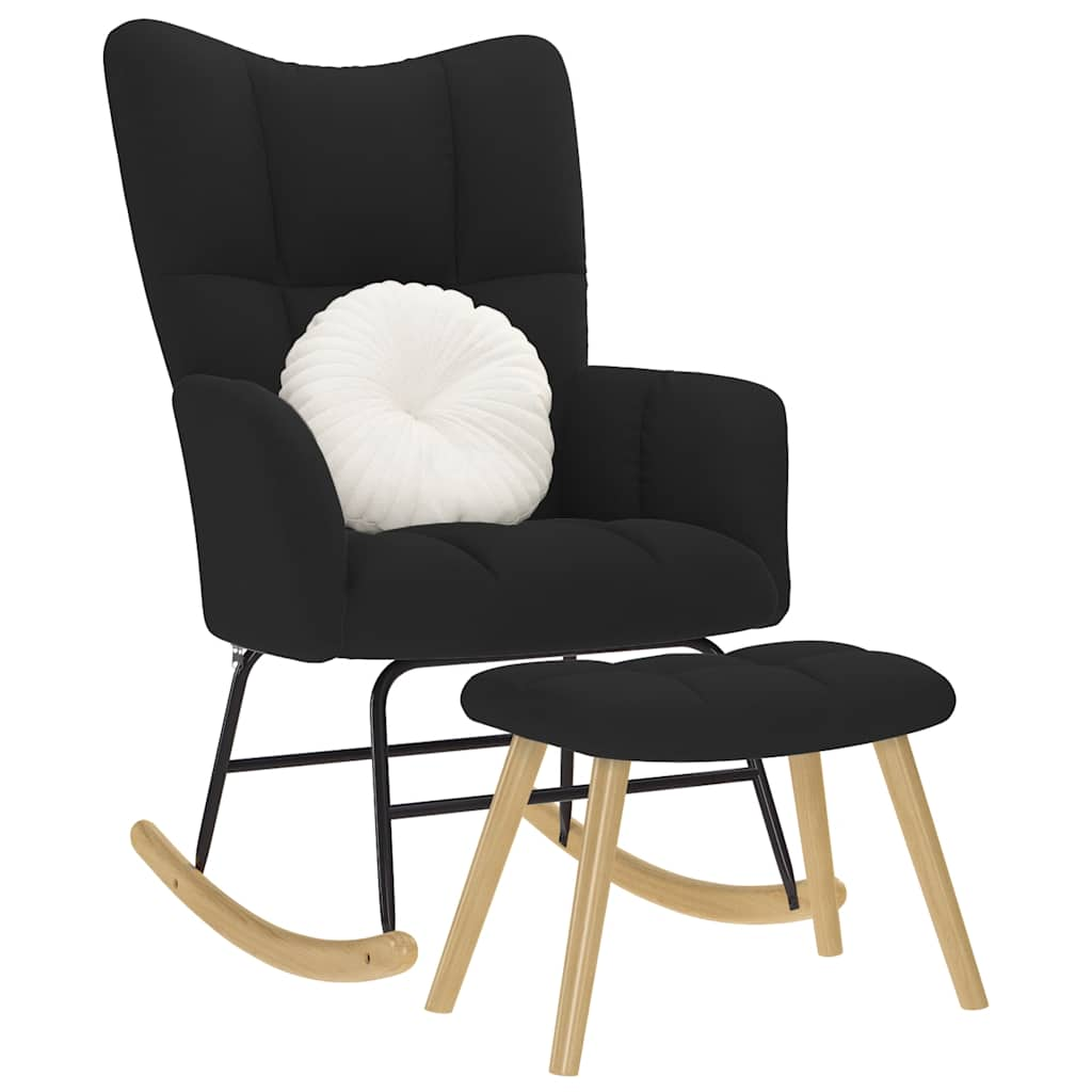 Chaise à bascule avec repose-pied Noir Tissu Fauteuils à bascule vidaXL