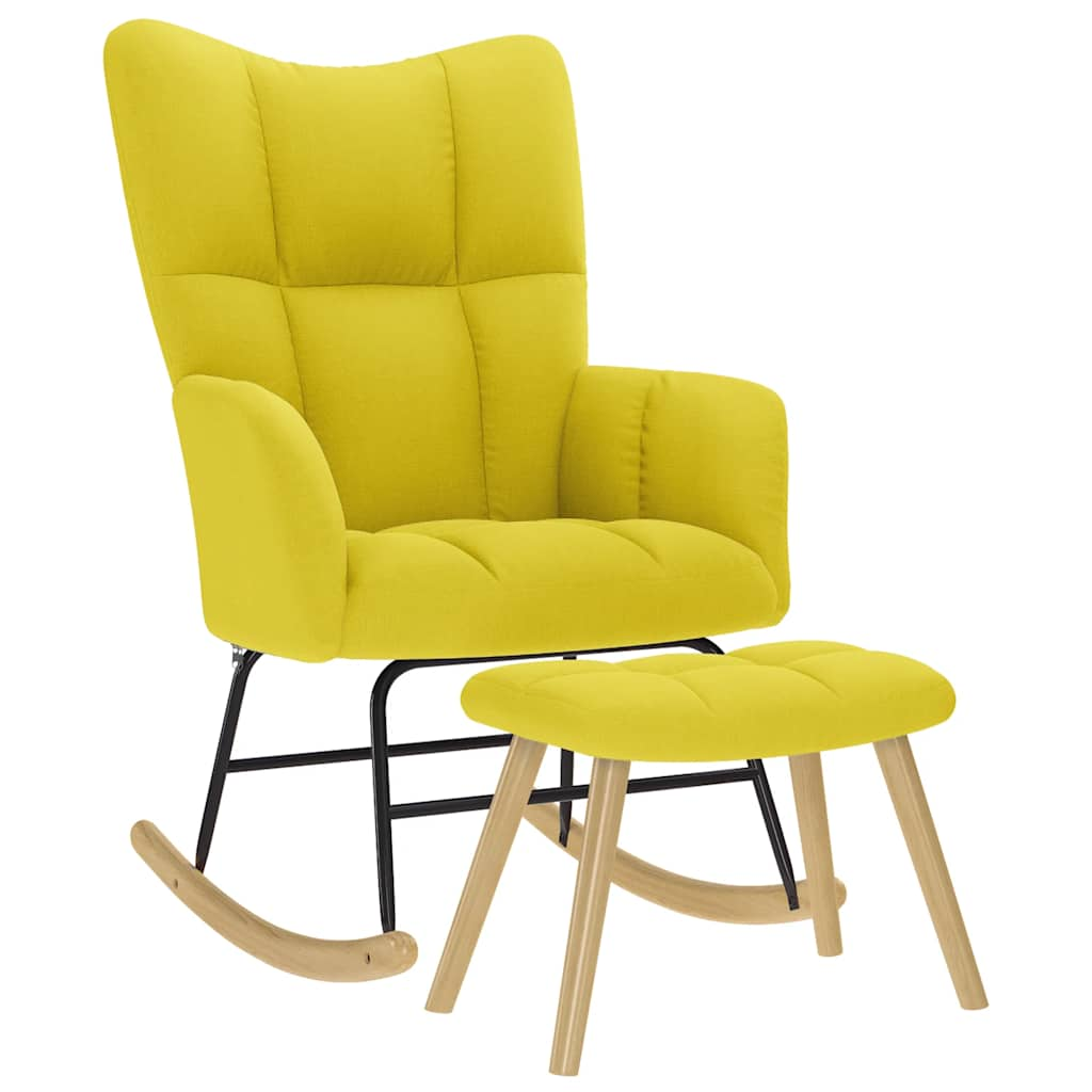 Chaise à bascule avec repose-pied jaune clair tissu Fauteuils à bascule vidaXL