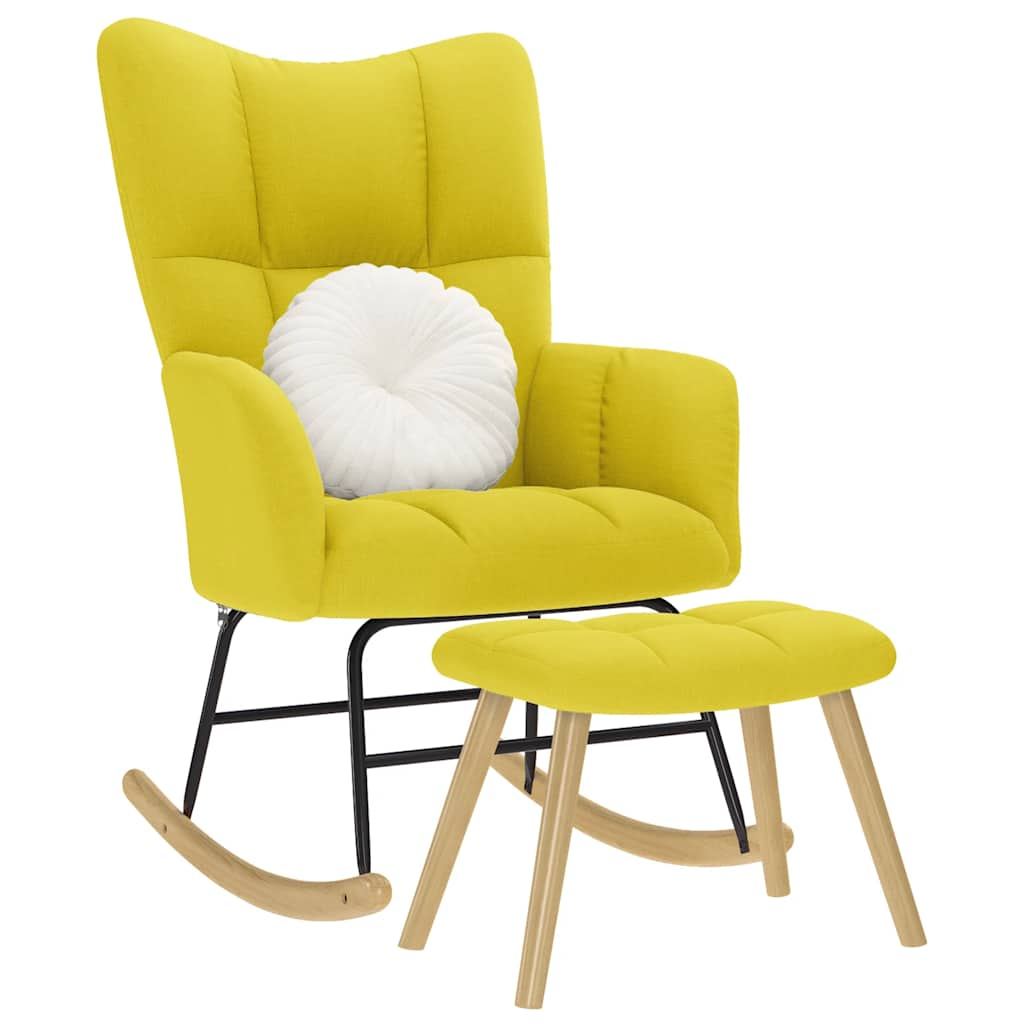 Chaise à bascule avec repose-pied jaune clair tissu Fauteuils à bascule vidaXL