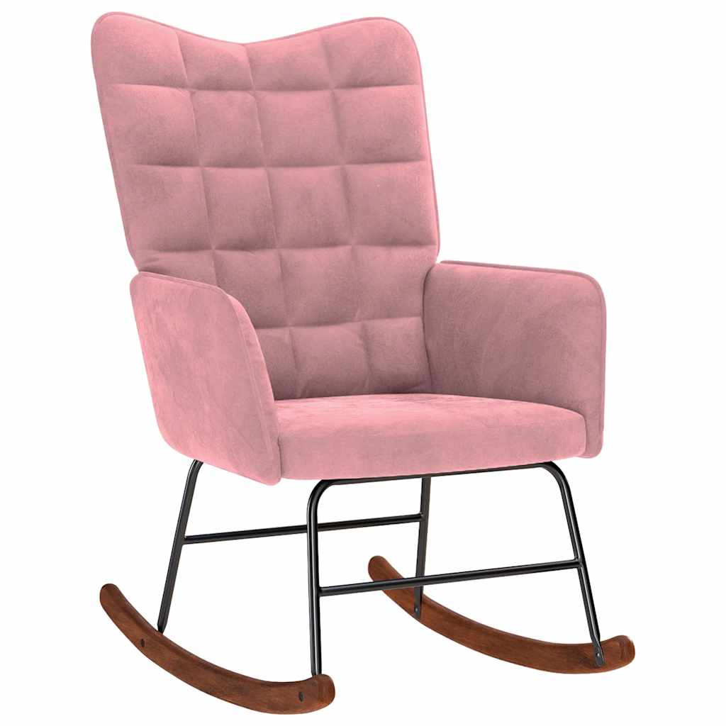 Chaise à bascule avec repose-pied rose velours Fauteuils à bascule vidaXL