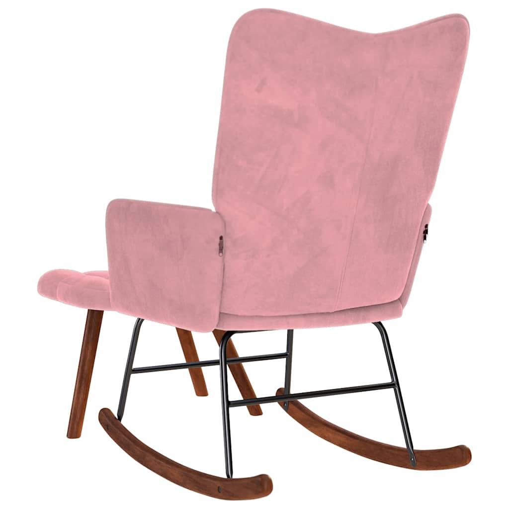 Chaise à bascule avec repose-pied rose velours Fauteuils à bascule vidaXL