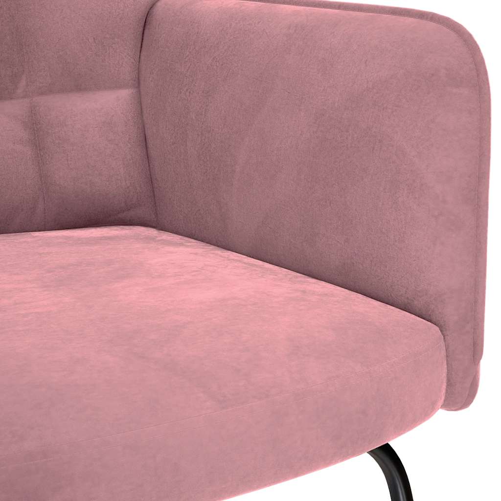 Chaise à bascule avec repose-pied rose velours Fauteuils à bascule vidaXL