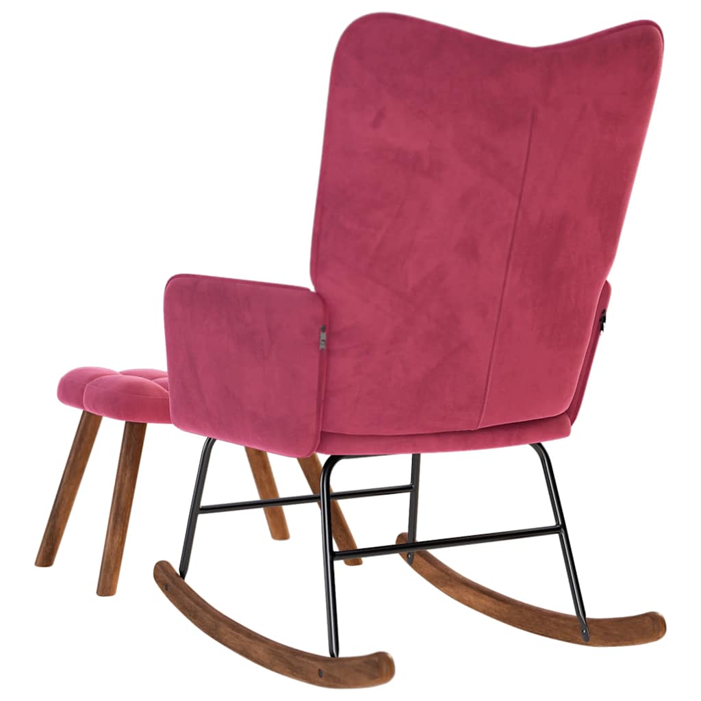 Chaise à bascule avec repose-pied rouge bordeaux velours Fauteuils à bascule vidaXL