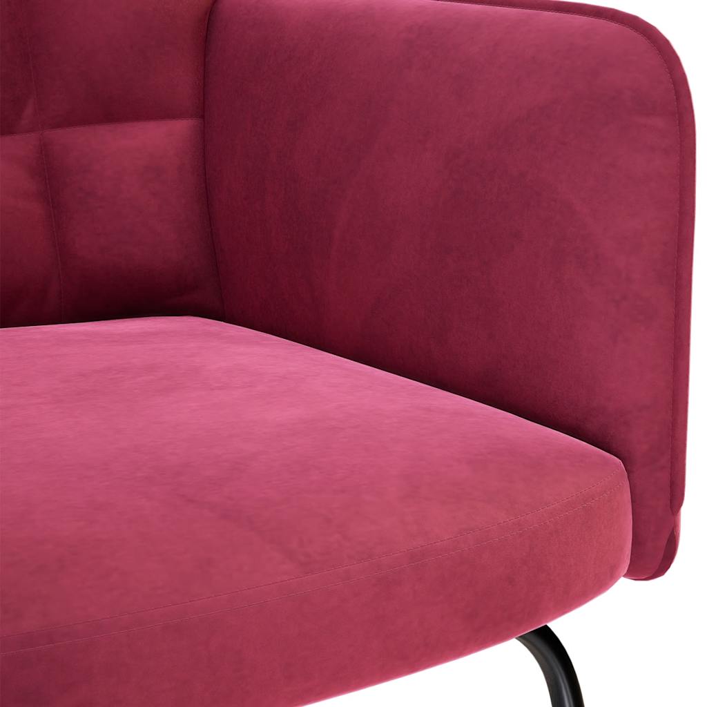 Chaise à bascule avec repose-pied rouge bordeaux velours Fauteuils à bascule vidaXL