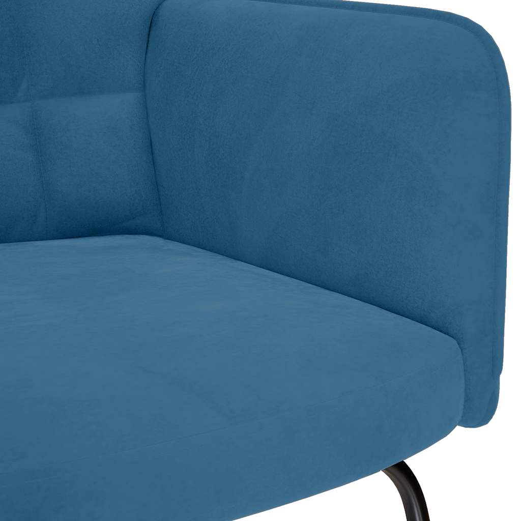 Chaise à bascule avec repose-pied bleu velours Fauteuils à bascule vidaXL