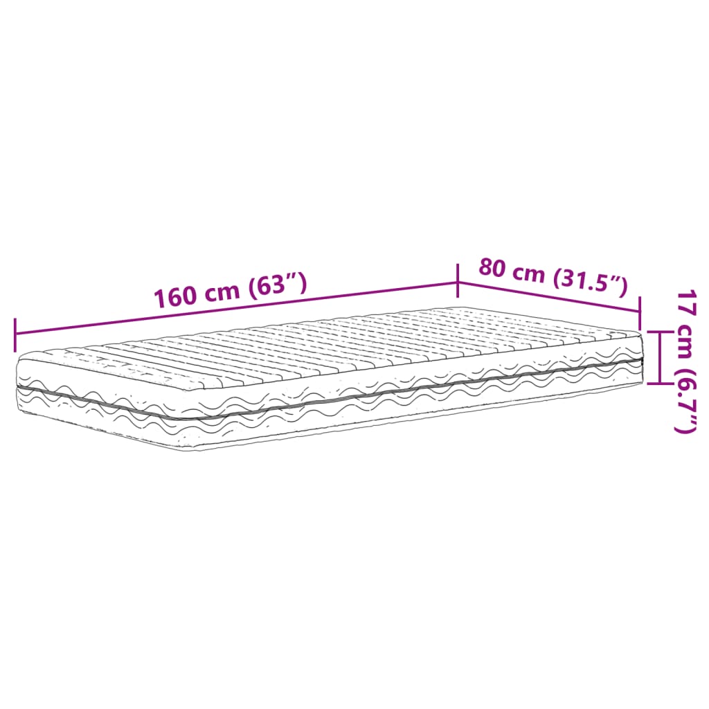 Matelas en mousse pour enfants blanc 80x160 cm dureté H2 H3 Matelas vidaXL