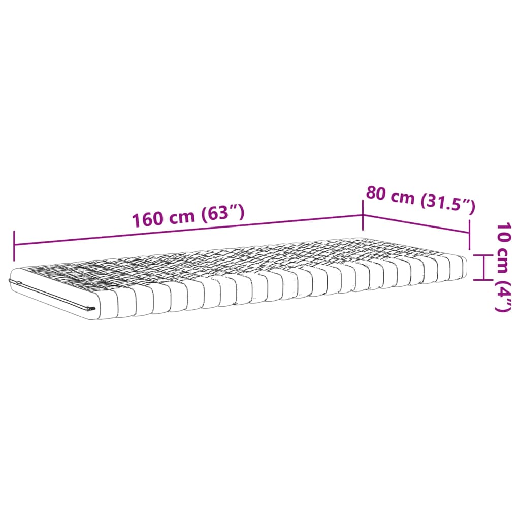 Matelas en mousse enfants blanc 80x160 cm 7 zones dureté 20 ILD Matelas vidaXL