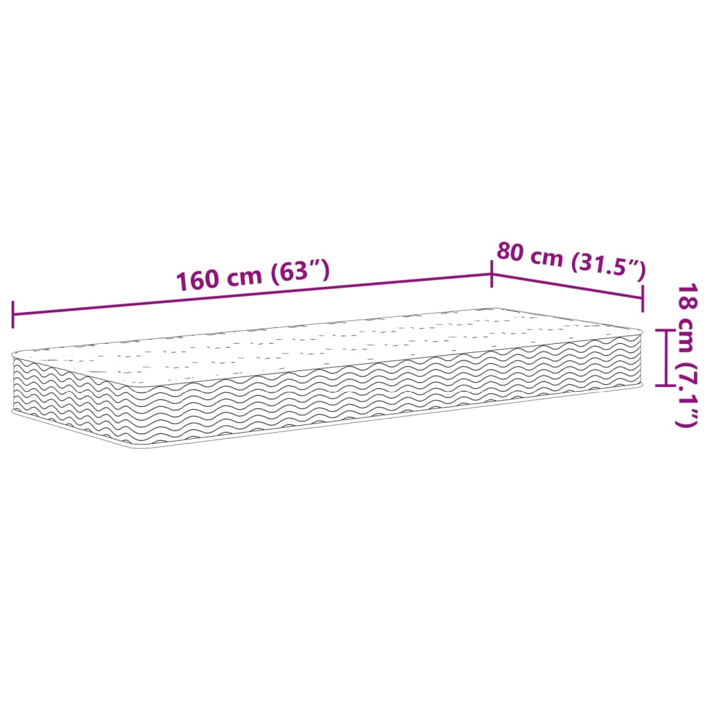 Matelas à ressorts Bonnell pour enfants moyen 80x160 cm Matelas vidaXL