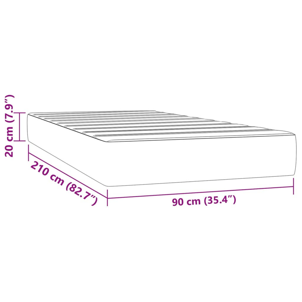 Matelas de lit à ressorts ensachés 90x210x20 cm velours Matelas vidaXL   