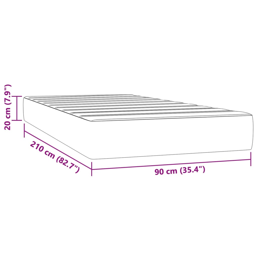 Matelas de lit à ressorts ensachés noir 90x210x20 cm velours Matelas vidaXL   