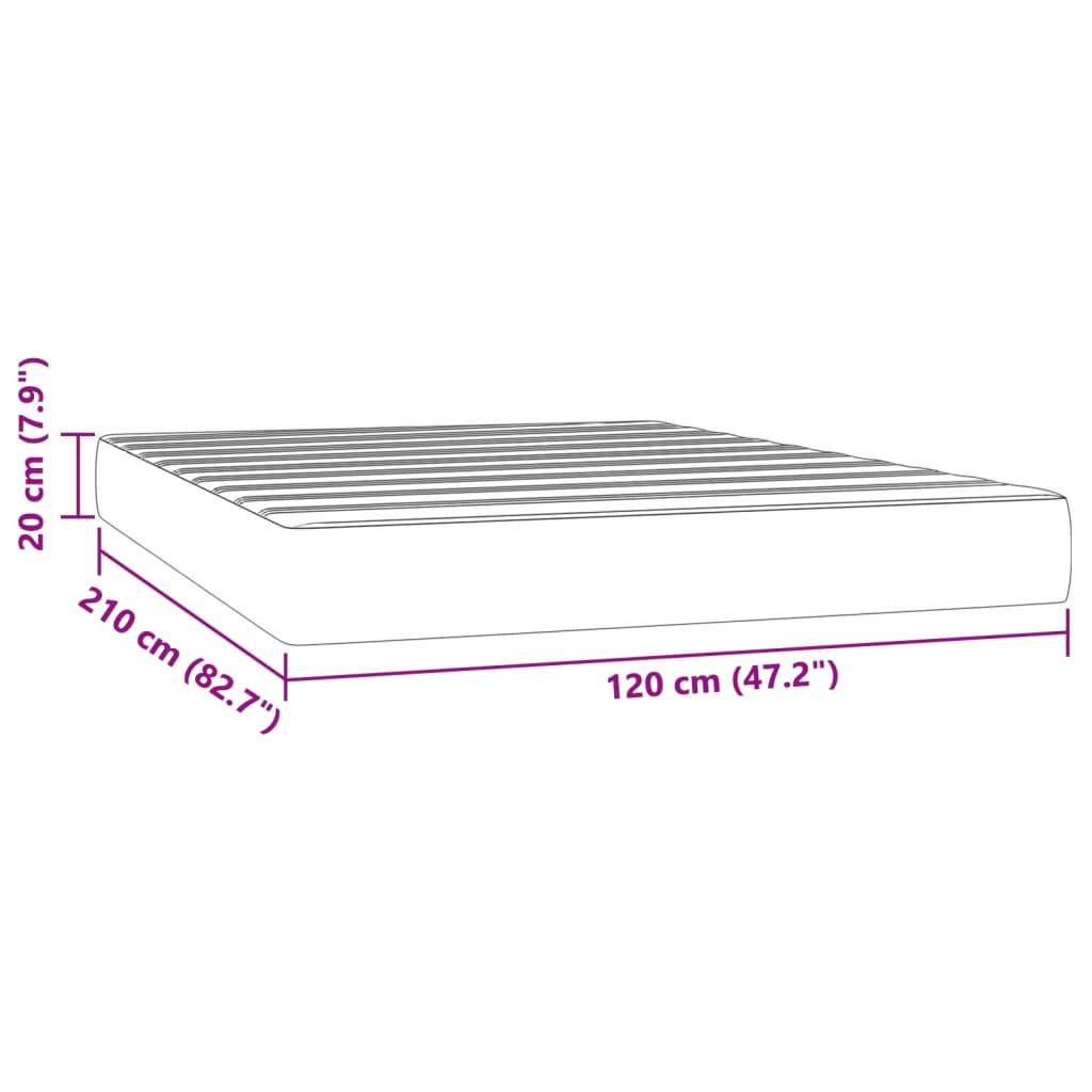 Matelas de lit à ressorts ensachés 120x210x20 cm velours Matelas vidaXL   