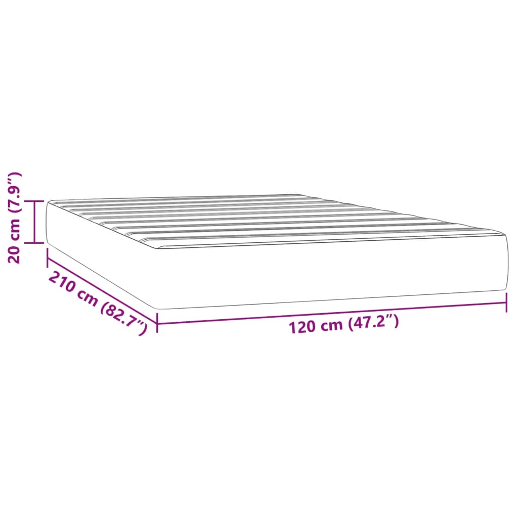 Matelas de lit à ressorts ensachés 120x210x20 cm velours Matelas vidaXL   