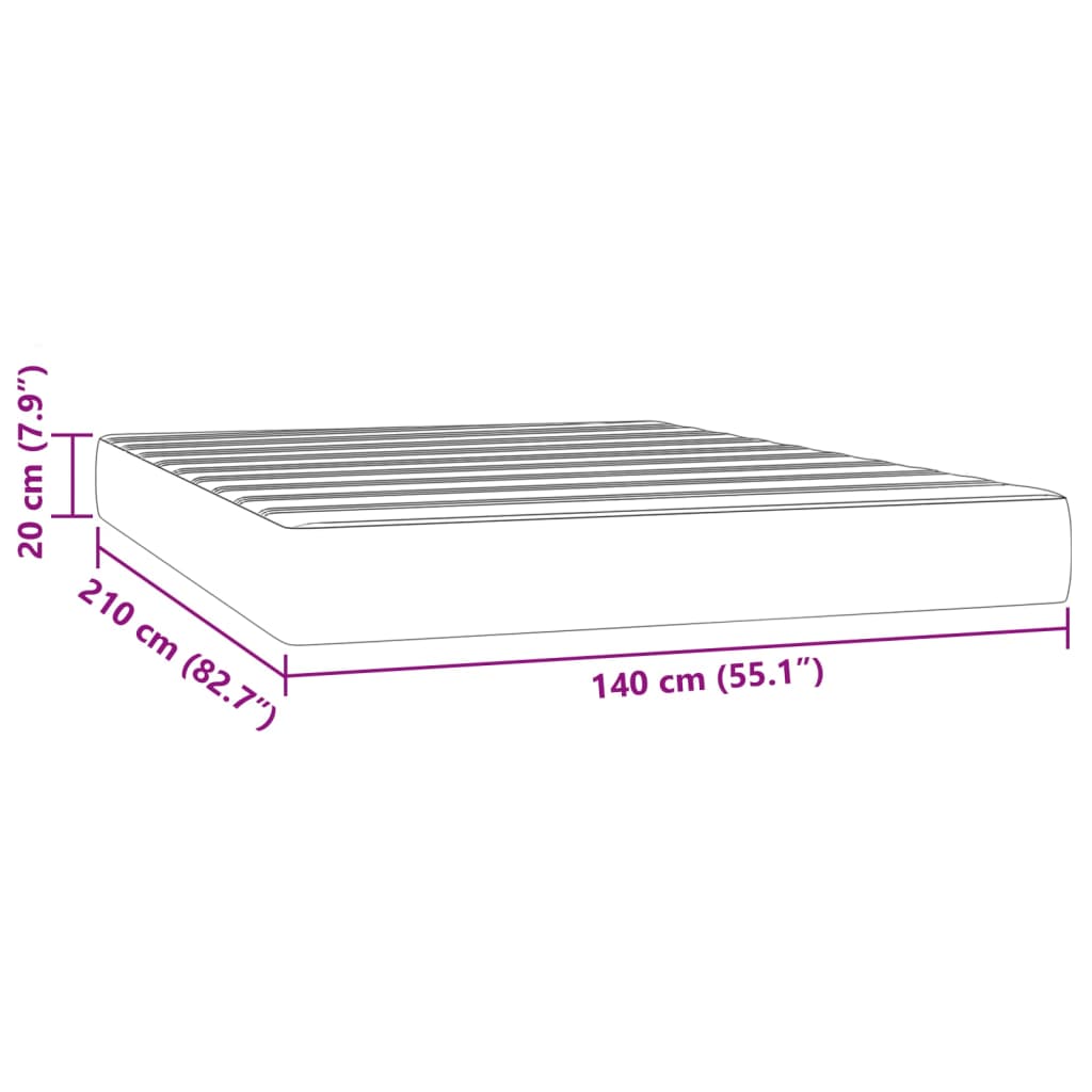 Matelas de lit à ressorts ensachés noir 140x210x20 cm velours Matelas vidaXL   