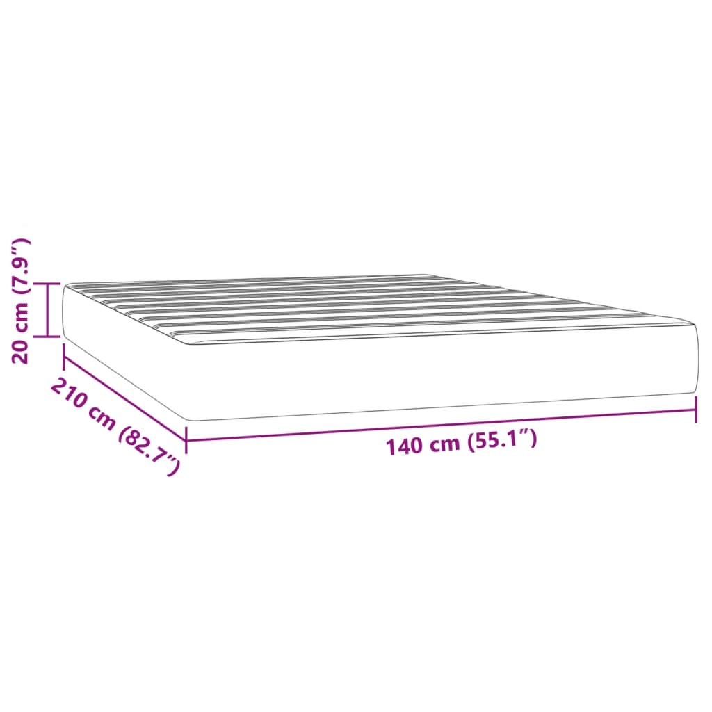 Matelas de lit à ressorts ensachés 140x210x20 cm velours Matelas vidaXL   