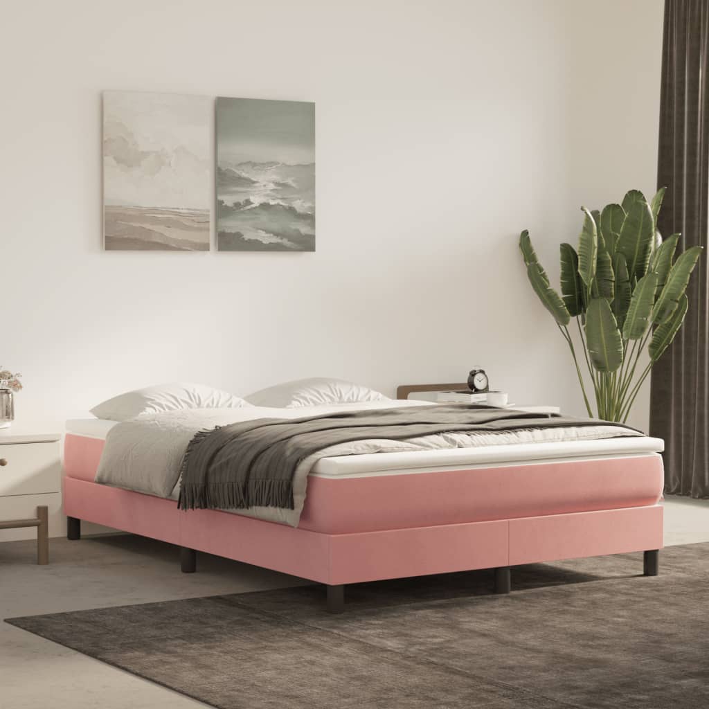 Matelas de lit à ressorts ensachés rose 140x210x20 cm velours Matelas vidaXL   