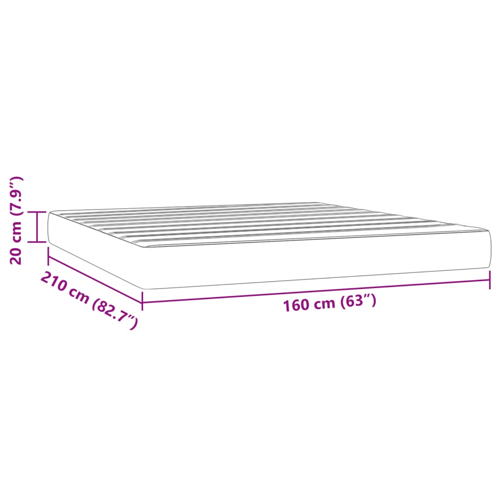 Matelas de lit à ressorts ensachés noir 160x210x20 cm velours Matelas vidaXL   