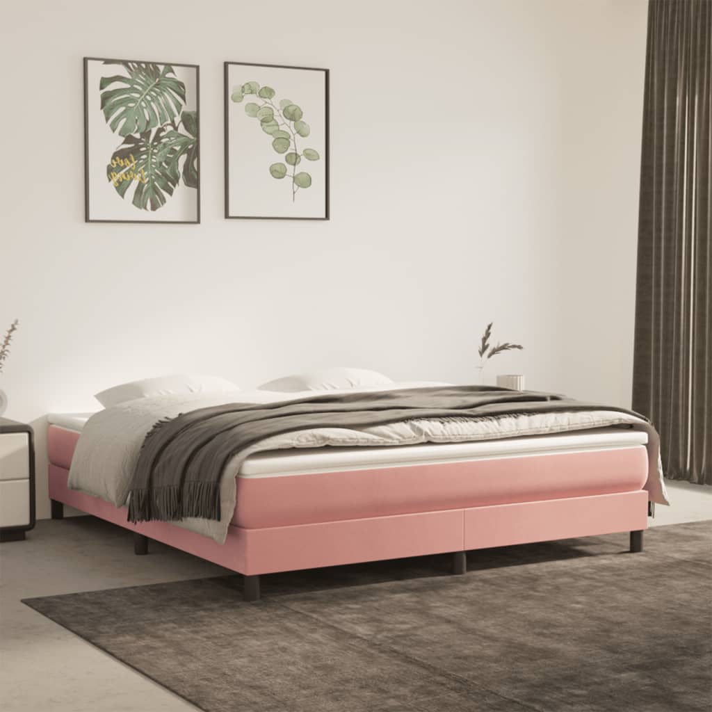 Matelas de lit à ressorts ensachés rose 160x210x20 cm velours Matelas vidaXL   