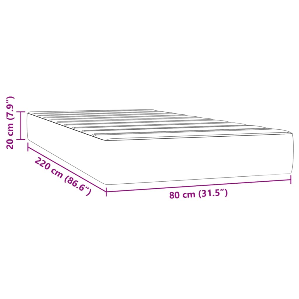 Matelas de lit à ressorts ensachés noir 80x220x20 cm velours Matelas vidaXL   