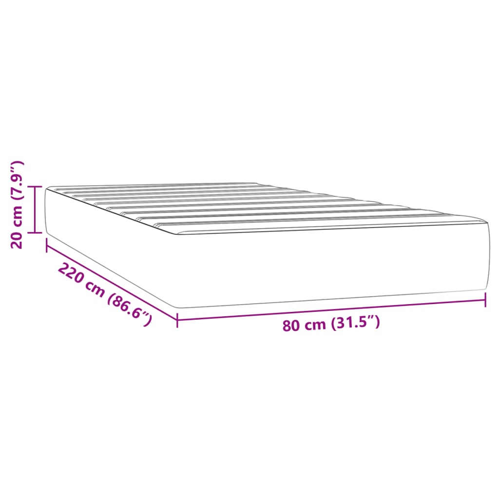 Matelas de lit à ressorts ensachés 80x220x20 cm velours Matelas vidaXL   