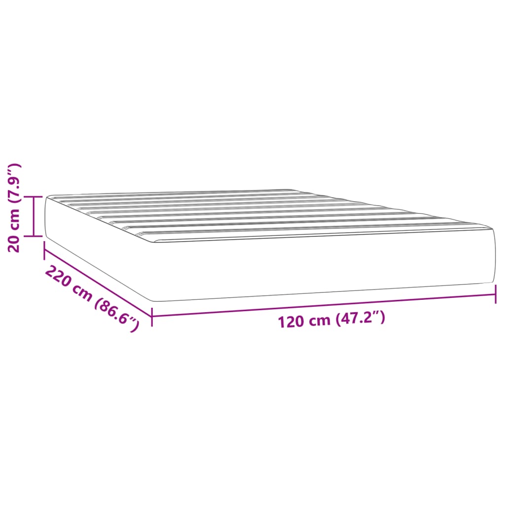 Matelas de lit à ressorts ensachés gris clair 120x220x20 cm Matelas vidaXL   